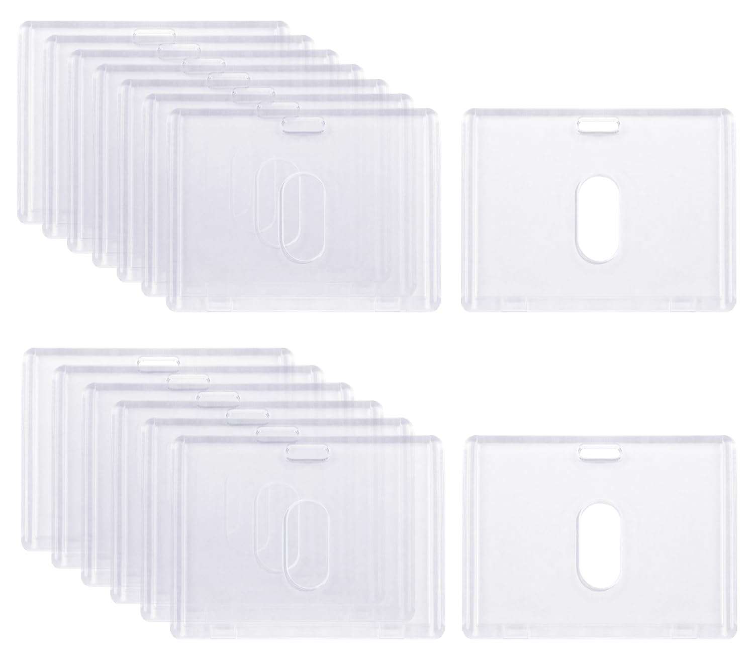 ONLYKXY 15pcs Acrylic Card Sleeve Clear Hard Plastic Top Loader Card Badge Protector Case Holder for Credit ID Bank Bus Student Worker's Trading Card Cover (Horizontal)