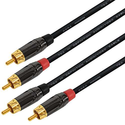 WORLDS BEST CABLES 2 Foot – High-Definition Audio Interconnect Cable Pair Custom Made Using Mogami 2964 Wire and Amphenol ACPL Black Chrome Body, Gold Plated RCA Connectors 4
