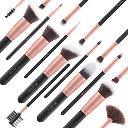 EmaxDesign Synthetic Bristle Makeup Brushes- Rose Gold, 17 Pieces 2