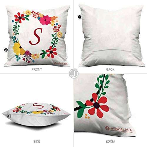 Jhingalala Gift for Friends | Name First Letter S Alphabet S Printed Cushion Cover with Filler and Greeting Card | Gift for Friends, Best Friend on Birthday, Friendship Day 5