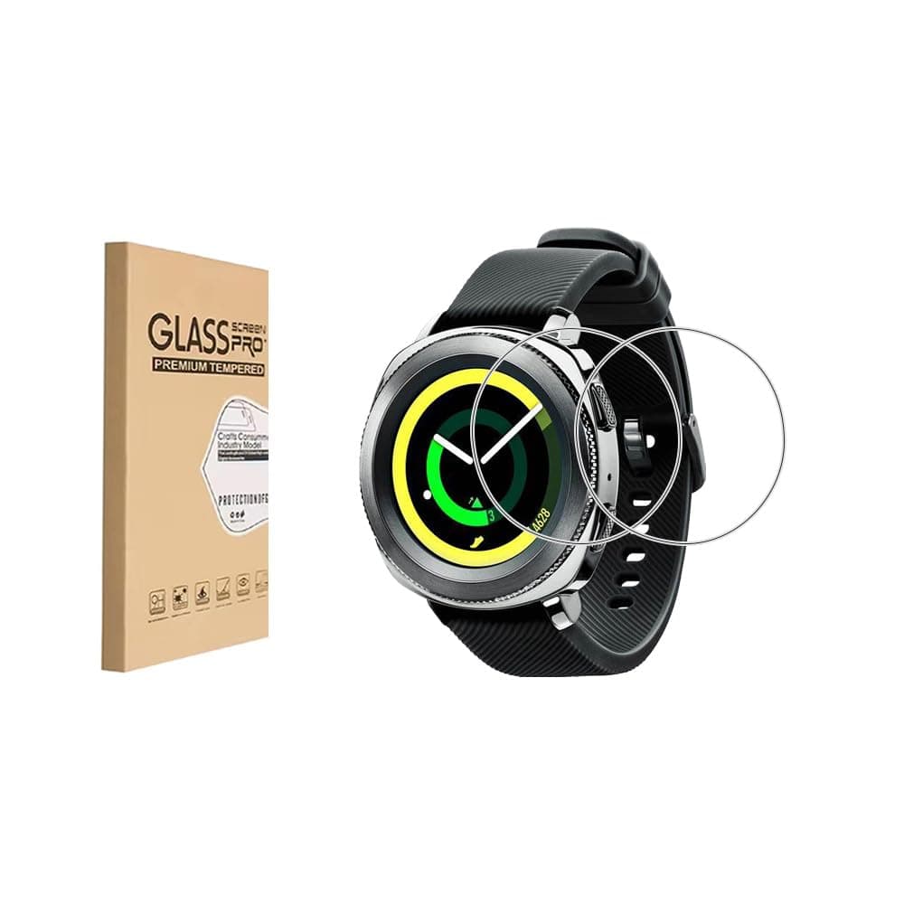 HYGAMOCC (2 Pack) Screen Protector for Samsung Gear Sport watch 43mm Tempered Glass，9H Hardness Anti Scratch，Bubble Free，Case Friendly Easy Installation 1