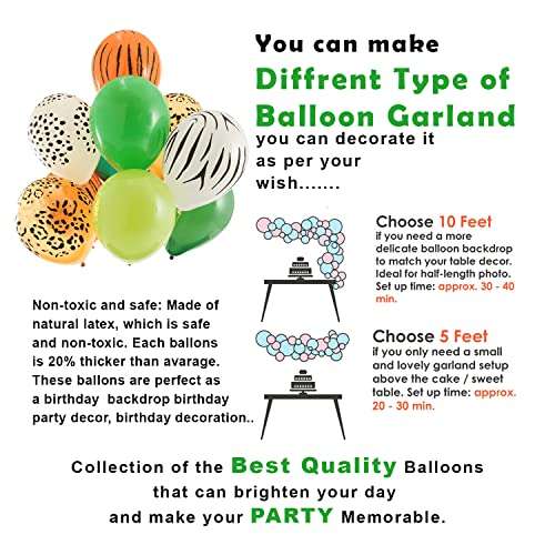 Party Propz Jungle Theme Birthday Party Decorations - 93Pcs Hawaiian Animals Safari Forest Foil Balloons, Printed Balloons, Ivy Garland with Lights for Kids s Bday Parties Supplies Or Baby Shower Themed Décor 3