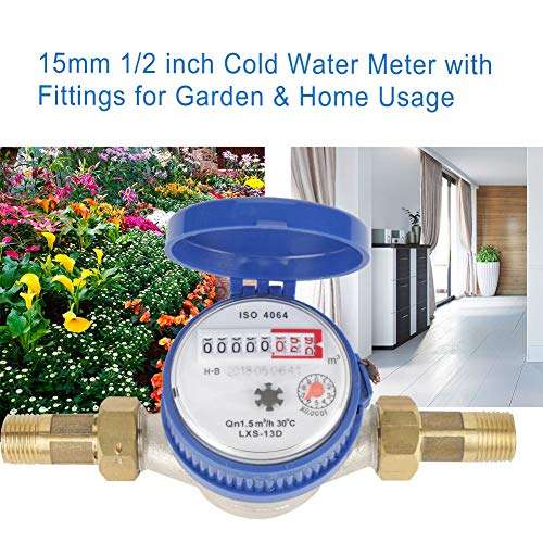 Cold Water Meter, Small Size Mini Iron and ABS Garden Water Meter, Compact for Home for Garden Flowmeters Flow Sensors 6