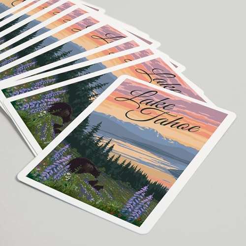 Lantern Press Lake Tahoe, Black Bear and Cubs with Flowers (52 Playing Cards, Poker Size Card Deck with Jokers) 5