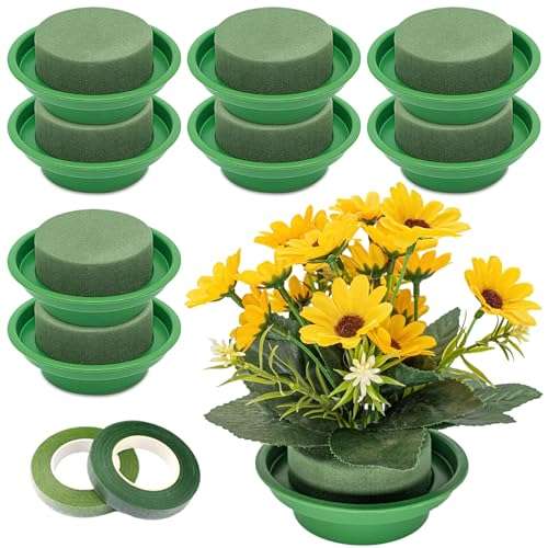 INKNOTE 4Pcs Floral Foam Rounds in Bowls Green DIY Flower Arrangement Kit for Wedding Aisle Garden Home and Artificial Bouquet Party Decoration 1