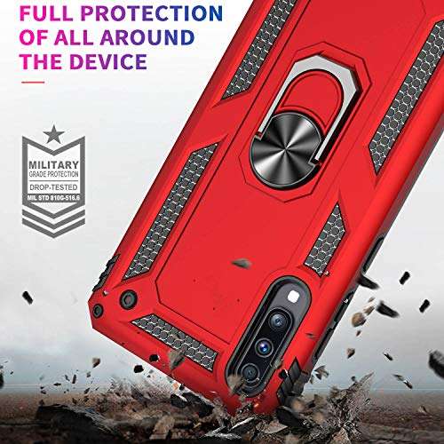 Fetrim Case for Galaxy A70, Dual Layer Shockproof Protection Phone Case with Rotation Ring Stand for Samsung Galaxy A70/A70S Red 5