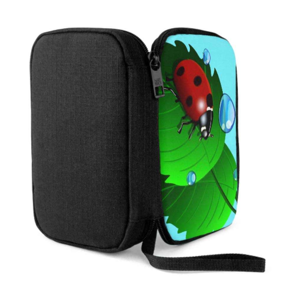 Electronics Accessories Organizer Bag Ladybird On Grass Water Drops Illustration Electronics Organizer Cable Bag Organizer for Musicians Storage Bag of Cases for Cable, Charger, Phone, USB, Sd Card 3