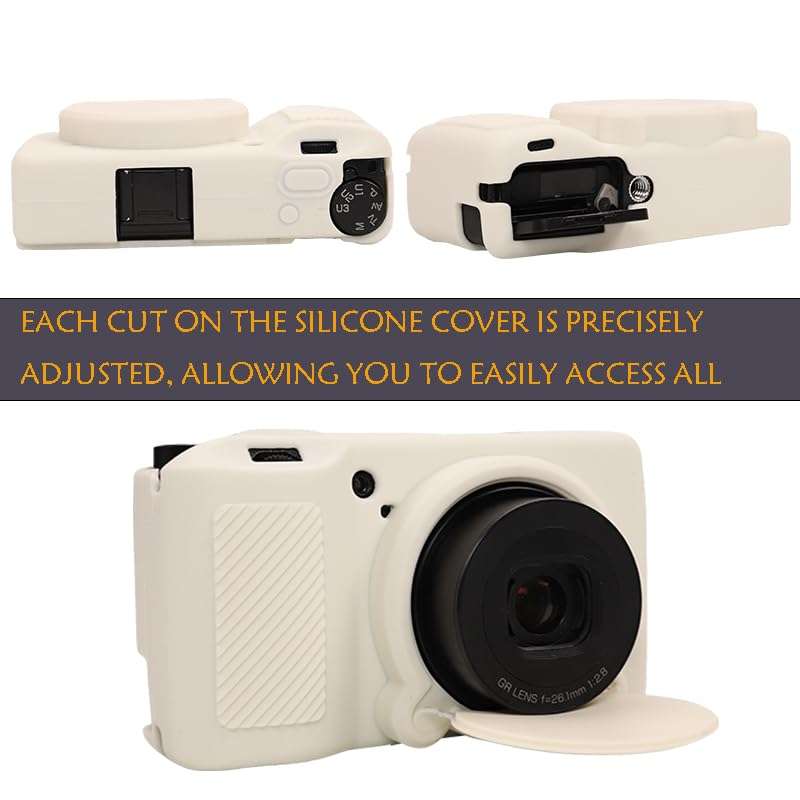 AEXUTDA Protective Case for Ricoh GRIII GRIIIx Camera, Soft Silicone GRIII GRIIIx Camera Case Cover with Detachable Lens Cover Lightweight Skin Friendly，Misty White 4