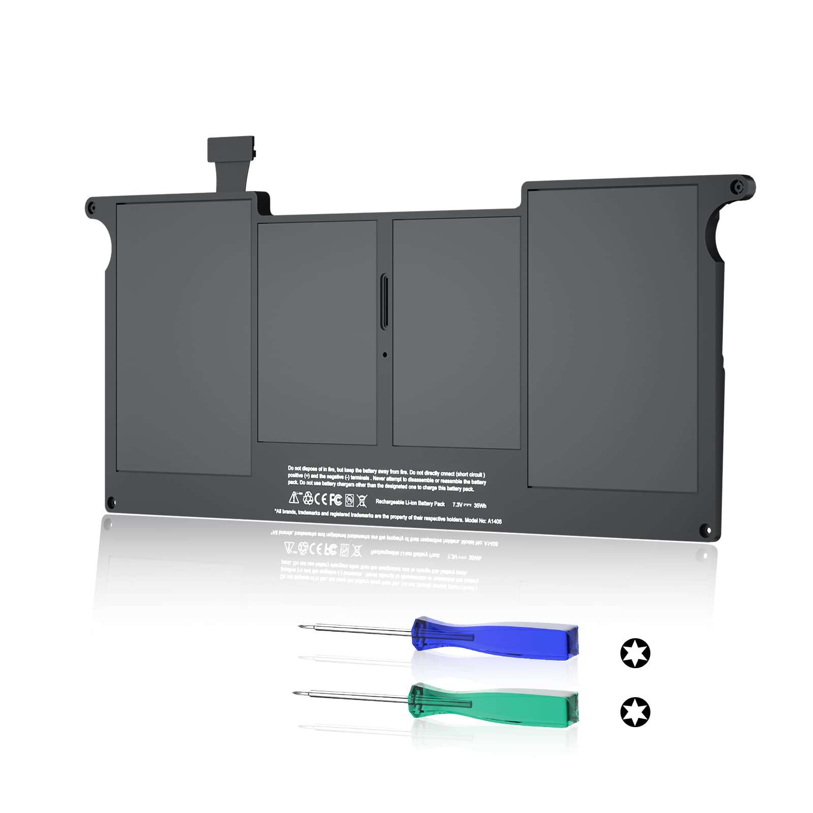 POWERWOO A1465 Battery, A1406 A1370 A1495 Replacement Battery for Laptop MacBook Air 11 inch (Mid 2011 2012 2013 Early 2014 2015 Version) - High Performation [39Wh/7.6V/5100mAh] 1