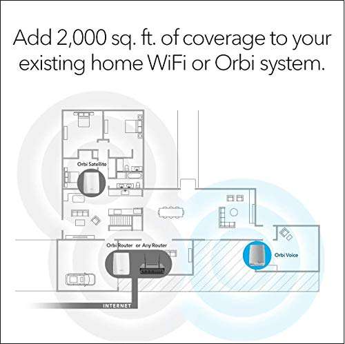 Netgear Orbi Voice Whole Home Mesh WiFi Satellite Extender - with Amazon Alexa and Harman Kardon Speaker Built in, AC2200 (RBS40V) 2