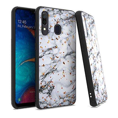 EnCASEs Cell Phone Case for Samsung Galaxy A20 / A30 / A50, TPU Chrome Flake Marble Hybrid Bumper Shockproof Anti-Slip Case Cover, White 6