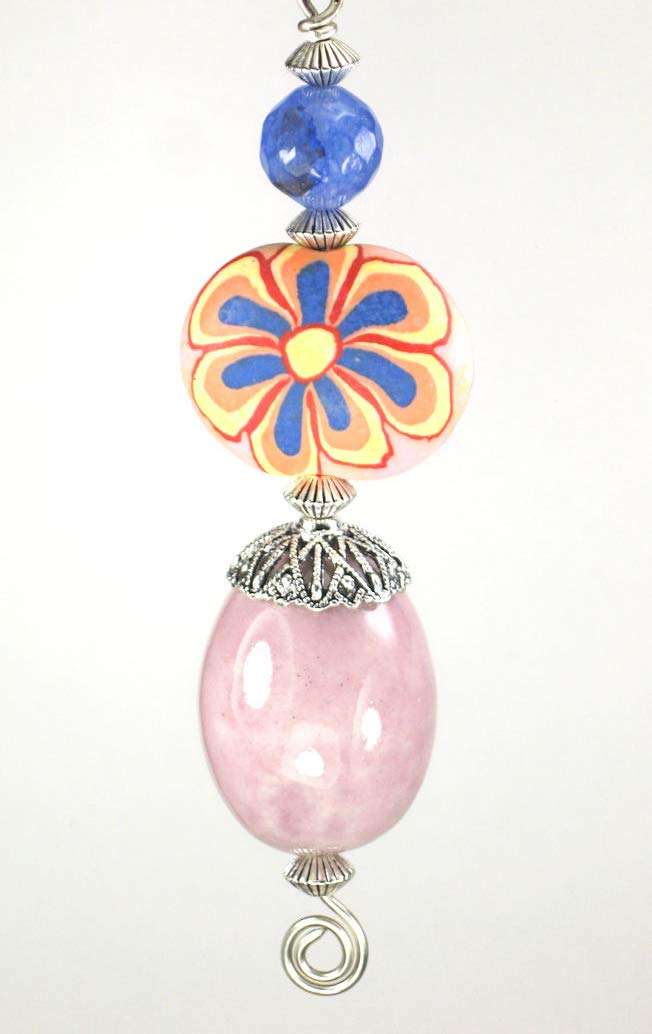 Opaque Lilac Oval with Big 70s Flower Power Ceiling Fan Pull 4