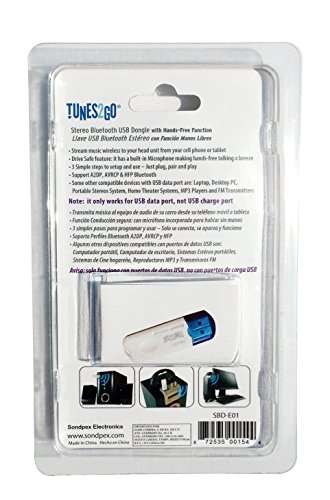 SONDPEX TUNES2GO Bluetooth USB Dongle A2DP 2.1 6