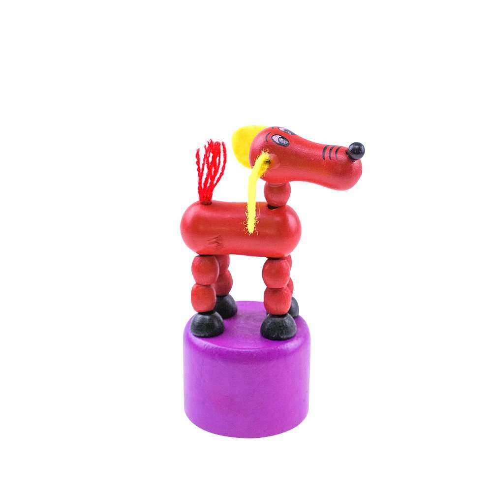 HSOMiD Kids Animal Push Up Press Base Toy,Chinese Traditional Thumb Puppet,Rocking Wooden Toy,Pack of 12 5