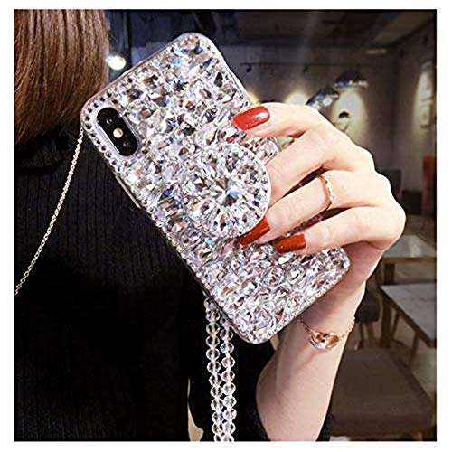 Diamond Kickstand Case for Samsung Galaxy A21S,3D Handmade Bling Diamond Glitter Phone Case for Samsung Galaxy A21S/SM-A217F/A217M/A217N(White) 3