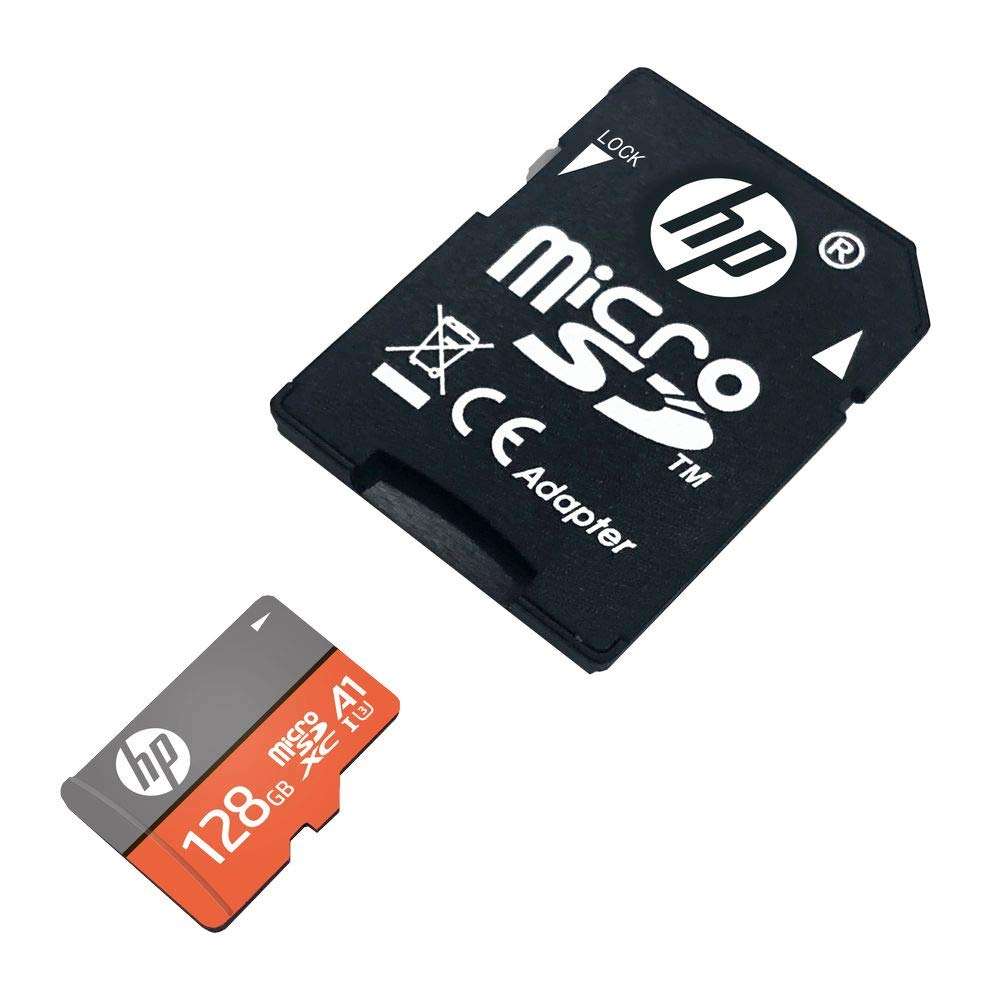 HP MicroSD Card U3, A1 128 GB High Speed (Write Speed 85MB/s & Read Speed 100 MB/s Records 4K UHD and Fill HD Video) 3