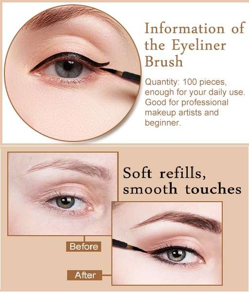 ayushicretiona 20 Pack Eyeliner Brush Applicator Cosmetic Eye Wands Makeup Tool 5