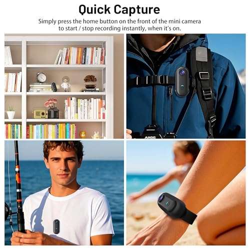 4K Mini Action Camera 128GB Thumb POV Portable Body Cam Wearable Video Recorder with IPX7 Waterproof Underwater Camcorder, Helmet Mount, Magnetic Sport DV for Bike Cycling, Pet, Vlogging(Black) 6