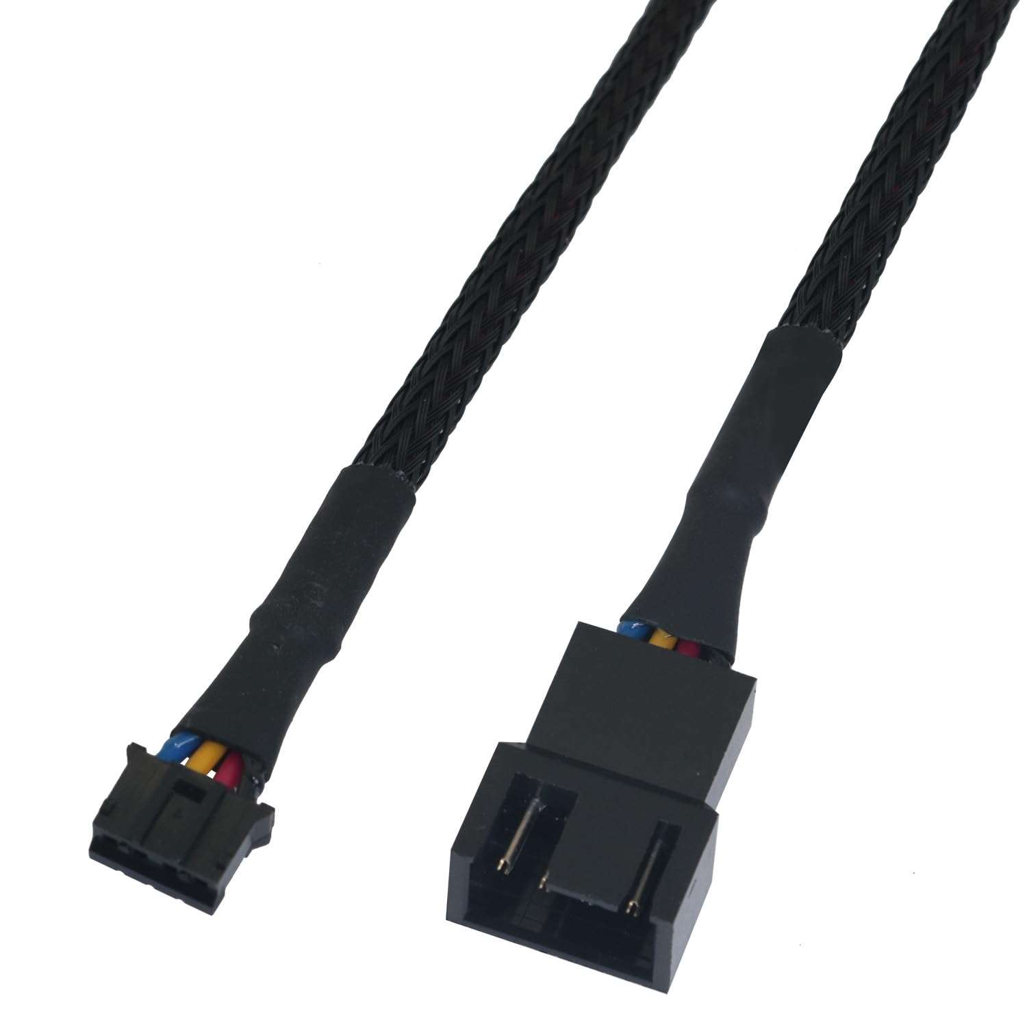 LUORNG 2PCS Black Braided Mesh Fan Cable Graphics Card PWM Pure Copper Fan Adapter Cable 4Pin to Universal 3Pin 4Pin 15cm Long Fan Adapter Cable 3