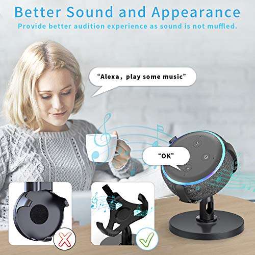 【Dot 3rd Generation Stand】 Table Holder for Echo Dot 3rd Generation, 360° Adjustable Stand Bracket Mount, Space-Saving Dot Accessories, No Muffled Sound Original Outlet Hanger for Smart Home Speaker 3