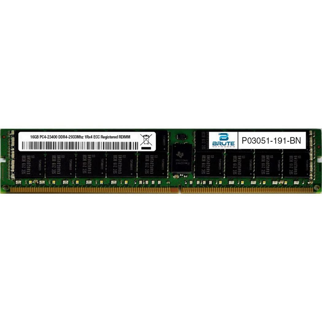 Brute Networks P03051-191-BN - 16GB DDR4-2933MHz 1Rx4 ECC Registered RDIMM (Compatible with OEM PN# P03051-191)