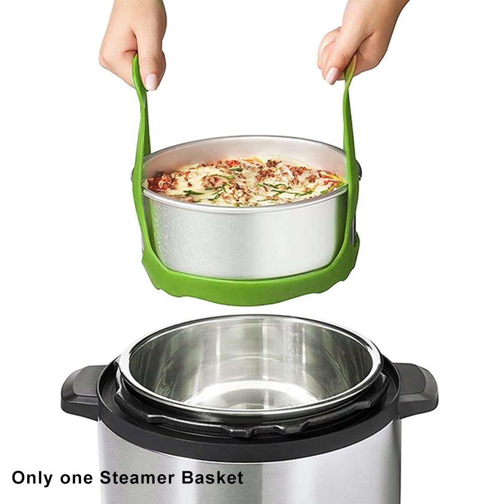 Silicone Sling Lifter, Cooker Sling With Handles Cooling Drying Rack Bakeware Sling Egg Steamer Rack for Cooking, Roasting, Drying(COLOR:Green/8 Inch) 6