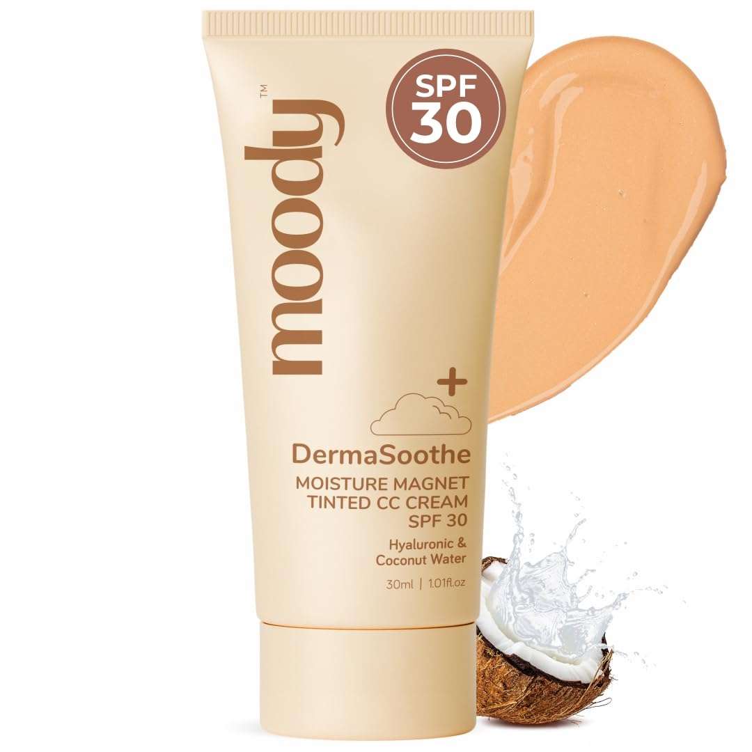 Moody Derma Soothe Moisture Magnet Tinted CC Cream with SPF 30 - (Medium Shade) | Acts as a Primer, Moisturizer, Skin Tint & Sunscreen | Light Make-Up Glow | For All Skin Types, 30ml 1