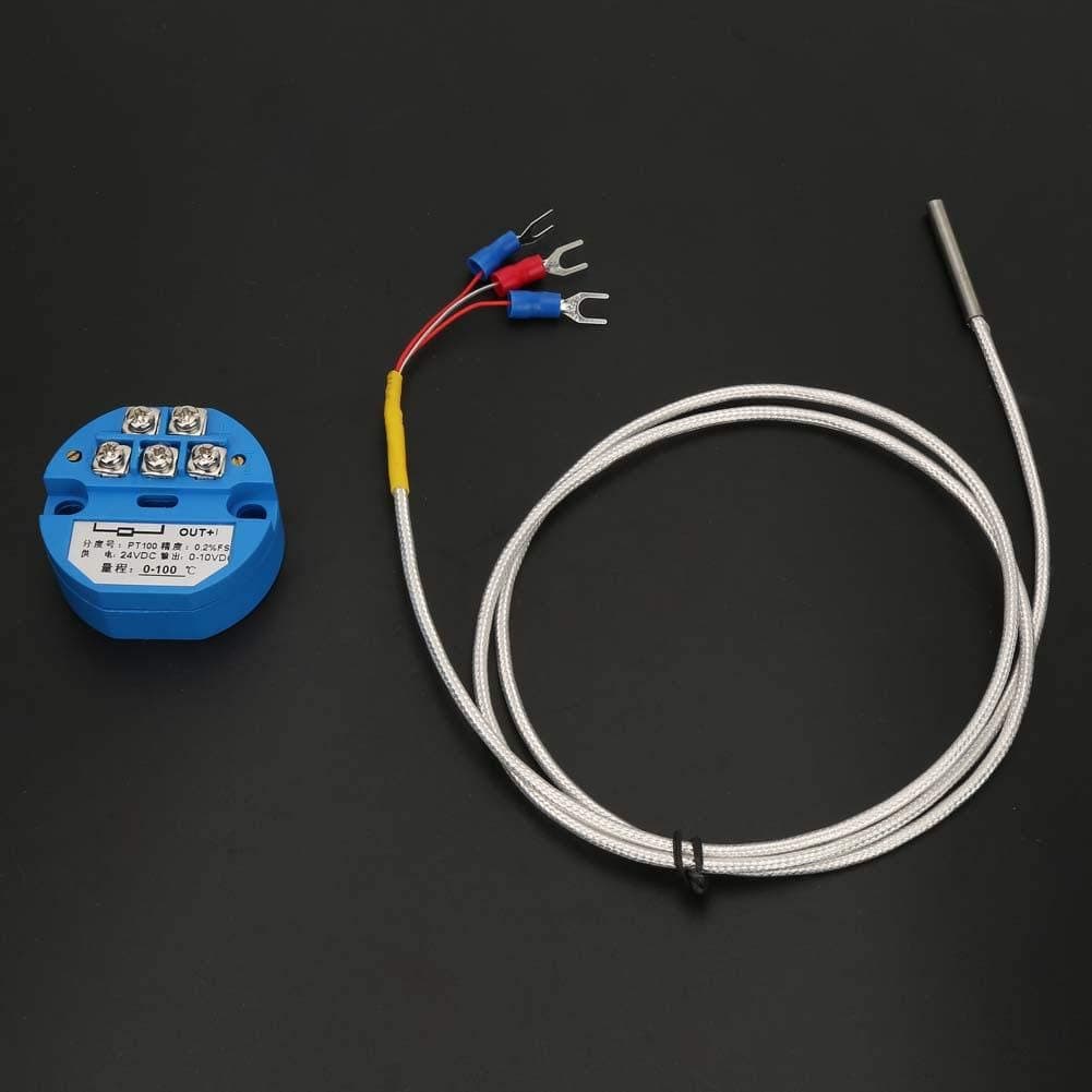 Roadiress Temperature Transmitter Module, 50~400 Degree PT100 Temperature Transmitter DC24V Output 0-10V Sensor 6