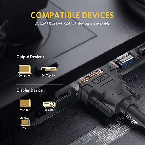 UGREEN 1.5 m DVI to VGA Cable DVI-I 24 + 5 Male to 15 Pin VGA Male Converter Adapter Cable with Gold Plated Highly Pure Copper Conductors, Support 1080P for Gaming, DVD, Laptop, and Projector 6