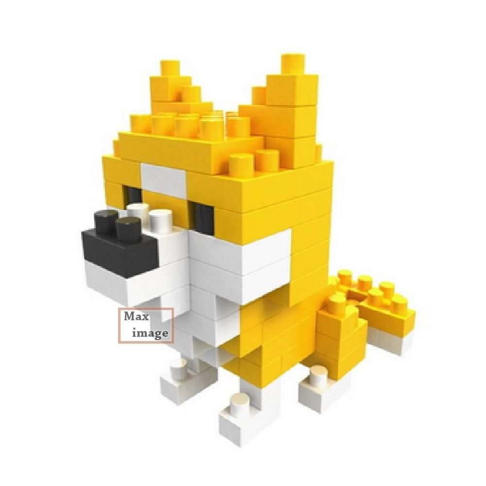 GeekGoodies Micro Building Construction Blocks Assembly Game Puzzle Kids Toy - Dog + Blue Monster Design - Set of 2 3