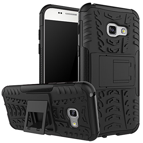QIVSTAR for Samsung Galaxy A3 2017 Heavy Duty Combo Hybrid(PC+TPU) Case Cool Style Armor Anti-Fall Case with Kickstand for Samsung Galaxy A3 2017, Hyun-Black
