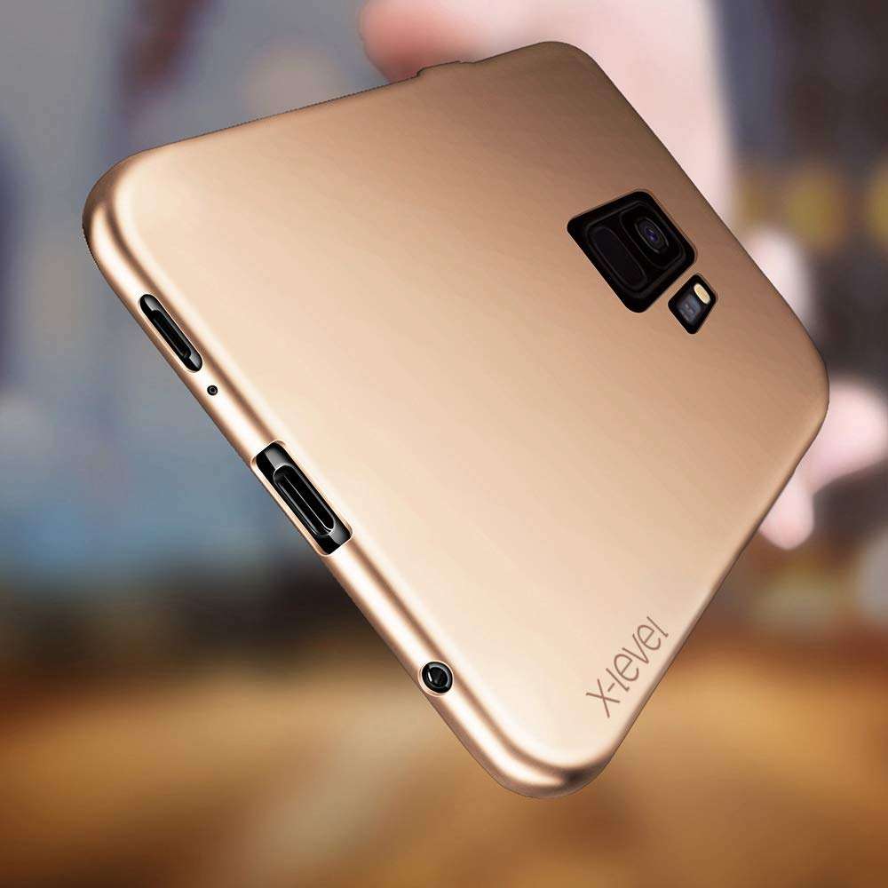 X-level for Samsung Galaxy S9 Case, Slim Fit Soft TPU Ultra-Thin Mobile Phone Cover Matte Finish Coating Grip Phone Case for Women for Galaxy S9-Gold 3