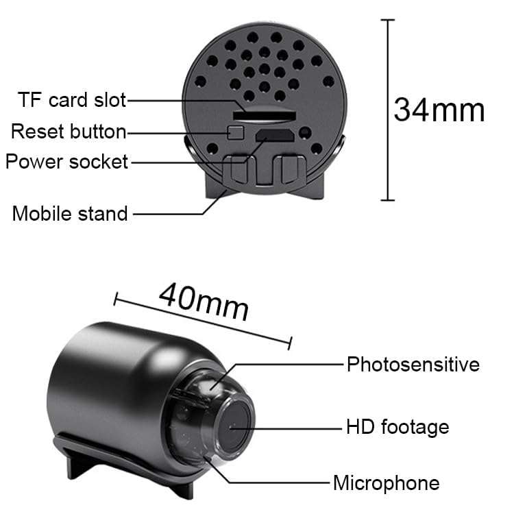TECHNOVIEW WiFi 1080p Wired Small Size Camera Hd Audio Video Recording Work with Power Dc 5V 24 Hours Working Security Camera Digital Video Recorder Mini - Black 3