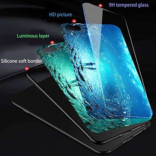 Leton-US Samsung Galaxy S21 Case Silicone Luminous Noctilucent 9H Tempered Glass Back Cover Soft Slim TPU Bumper Shockproof Phone Case for Samsung S21 5g Glow in Dark Butterfly 3