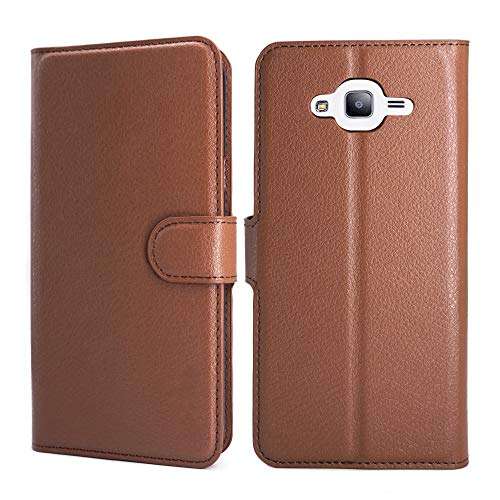 Samsung Galaxy J7 Case Wallet Brown, Samsung J7 Neo/Core/J700/Nxt Leather Case, D DESSVON Slim Leather Flip Case with Card Slots, Magnetic Closure Phone Protective Case for Samsung Galaxy J7 2015 1
