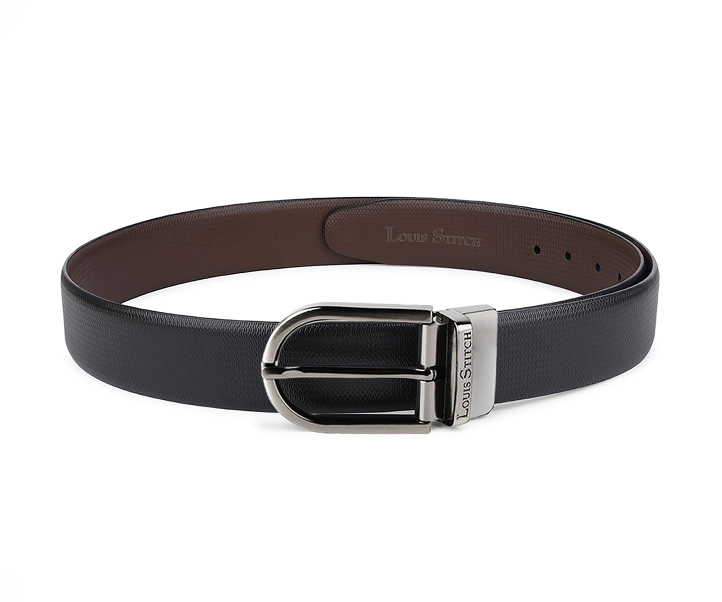 LOUIS STITCH Men's Italian Leather Reversible Belt 1.25 inch (35mm) Handcrafted Formal Waist Strap with Gunmetal Buckle Belt for Men Gents Boys (Black/Brown) (BE-DCGM) (Size-36)