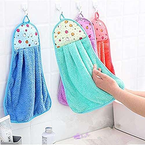 A CUBE LUXURY SOLUTIONS Hanging Cotton 4 Pieces Cotton Washbasin Napkin/Hand Towel for Kitchen and Bathroom (4) 1