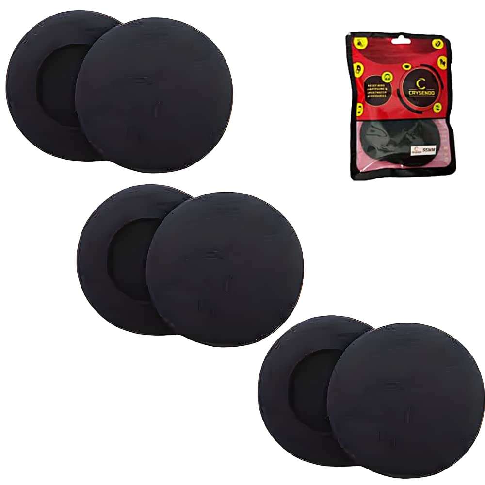 Crysendo Headphone Cushion (55mm / 5.5cm) | 5MM Thick Replacement Earpads Soft Sponge Cover Ear Muffs | High-Density Foam for Enhanced Comfort & Long Life | Pack of 6 pcs / 3 Pairs (Black) 1