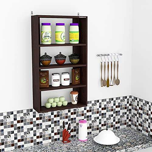 Madhuran Engineering Wood Home Shelf Multipurpose Kitchen Display Storage Rack Cabinet Wenge 1
