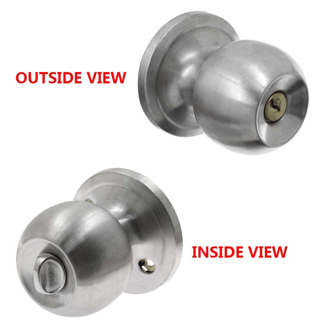BTMB Ball Shaped Door Knobs Entry Door Knobs Lock Stainless Steel Keyed Entry Door Lock with 2 Keys(For doors thicknes:1-49/64 inch to 2-9/16 inch/45mm to 65mm)-1pc 4