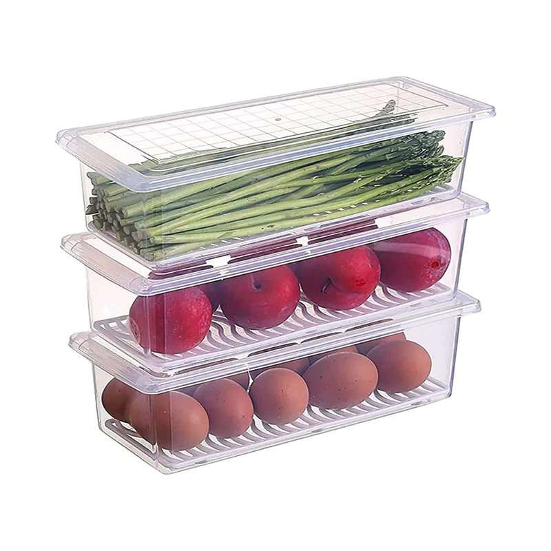 Krupasadhya (PACK OF 6 Fridge Storage Boxes, Fridge Organizer Case With Removable Drain Plate Stackable Fridge Storage Containers Keep Fresh For Storing Fish, Meat, Vegetables (1500ML) 1
