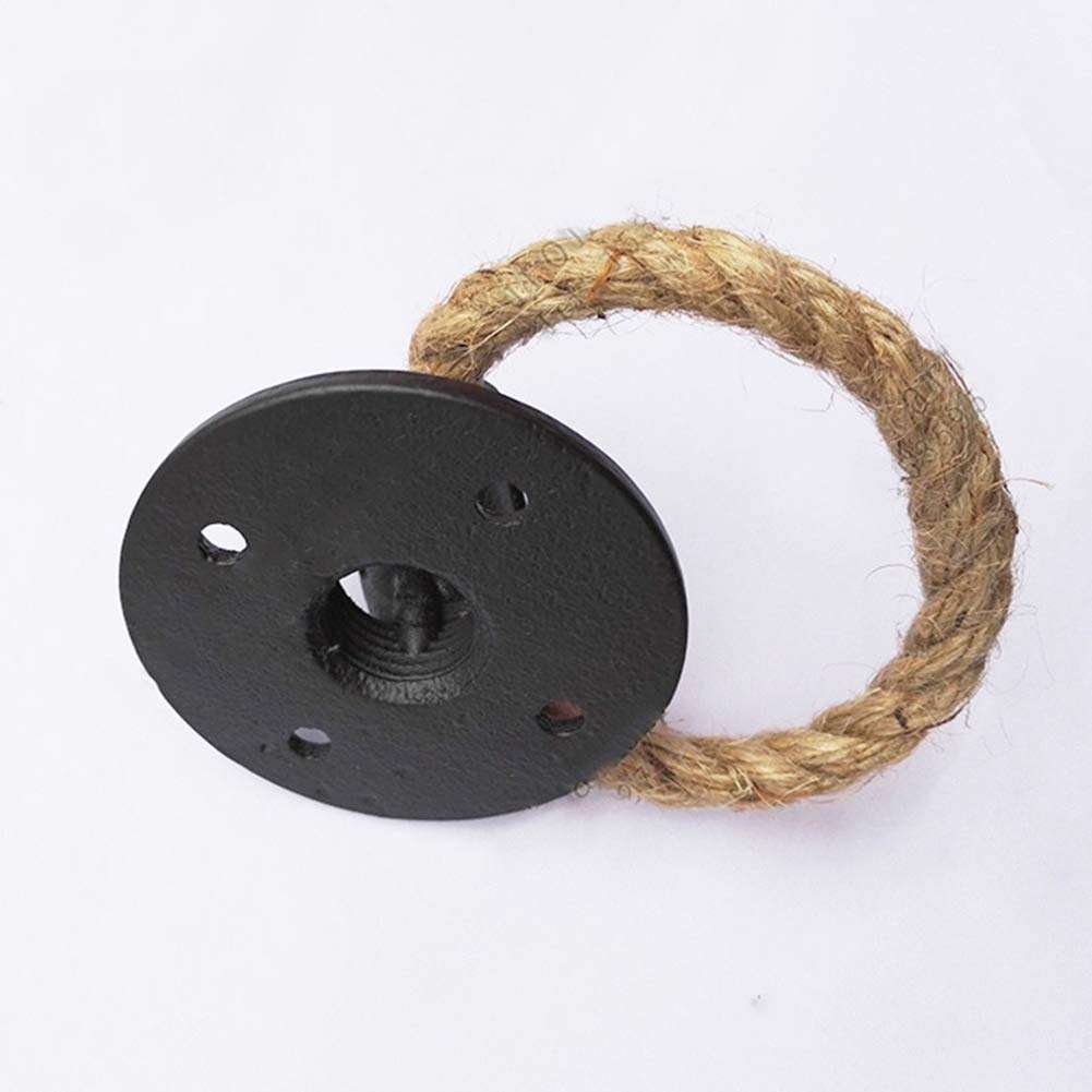 Black Drop Ring Pull Hemp Rope Knob Barn Door Pull Handle Dresser Drawer Pulls Antique Knobs Handles Rustic Kitchen Cabinet Knob Hardware(SZ01-75mm) 2