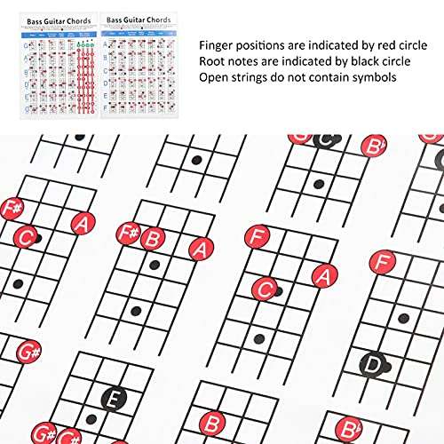 4 String Bass Guitar Chords Chart, Useful Guitar Chord Poster Guitar Chord Trainer Reference Paper Exercise Tool for Beginners 2