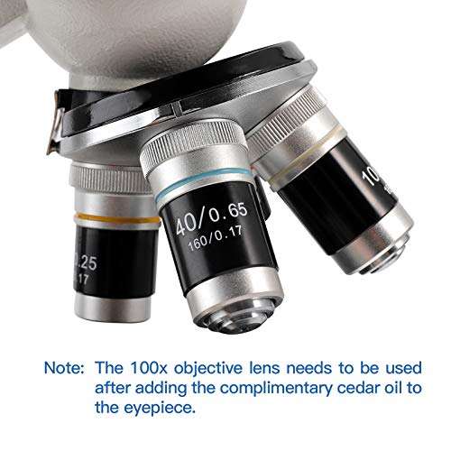 Cafthings LED Binocular Compound Lab Professional Electron Biological Microscope with 10X 20X Eyepieces, Double Layer Mechanical Stage & Ultra-Precise，Focusing,Including Slides, Phone Adapters 6