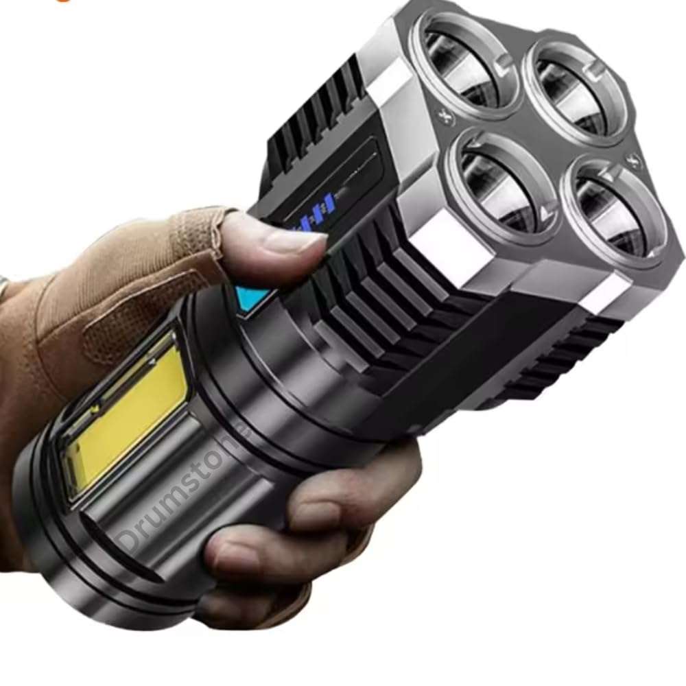 Drumstone (Summer Offer with 15 Years Warranty 4LED Outdoor COB Side Light Flashlight - USB Rechargeable, Waterproof, Portable Torch for Camping, Fishing, Hiking|Best for Gifting 1