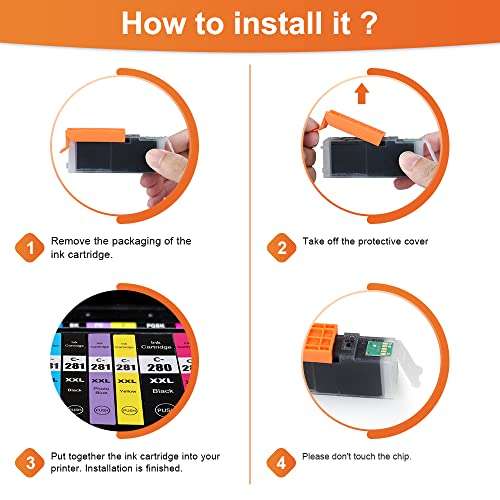 TESEN Compatible Ink Cartridge Replacement for Canon 280XXL PGI-280XXL PGI 280 XXL Black Ink Cartridge Use with PIXMA TR7520 TR8520 TS6120 TS6220 TS8120 TS8220 TS9120 TS9520 TS9521C Printer, 3 Pack 6