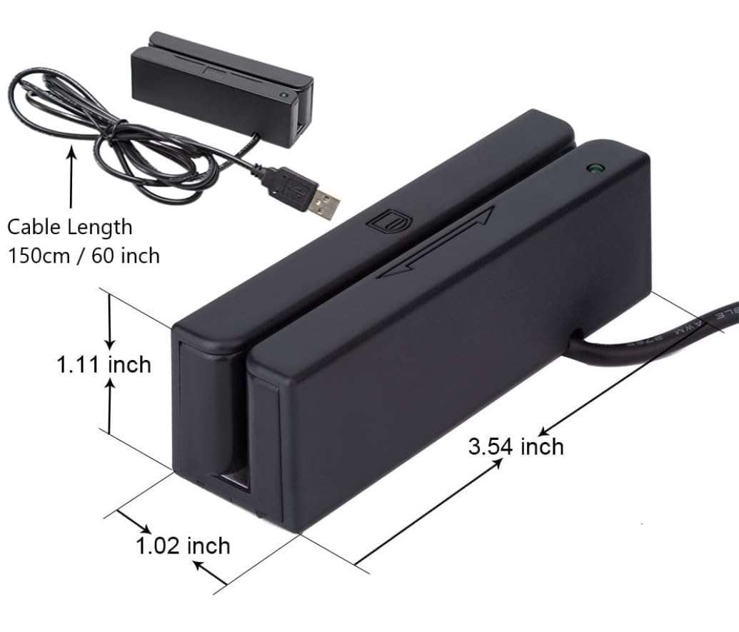 Posunitech Mini Msr100 Swipe Magnetic Credit Card Reader 3 Tracks Hi/Lo Data Collector, USB Msr Stripe Card Reader for Point of Sale (POS), Access Control, ID Verify 2