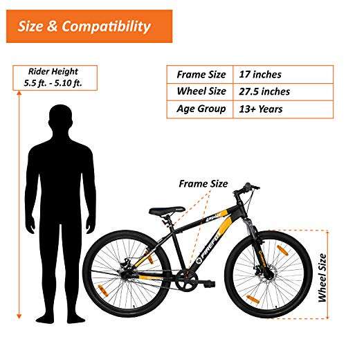 Firefox Bikes Grunge-D , 27.5T MTB Mountain cycle I Frame size: 17 Inches(BLACK) - Unisex Adults 5