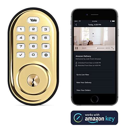 Yale Assure Lock Push Button Deadbolt (Amazon Key Edition – Amazon Cloud Cam required), Compatible with Alexa in Polished Brass (YRD216) 3