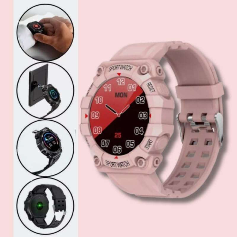 Drumstone (Diwali Special𝟏𝟓 Years Warranty FD68 Smart Watch for Fitness: Heart Rate, Sleep Tracking & Step Counter | Ideal for Kids & Adults | Syncs with Android & iOS Devices - (Pink) 3